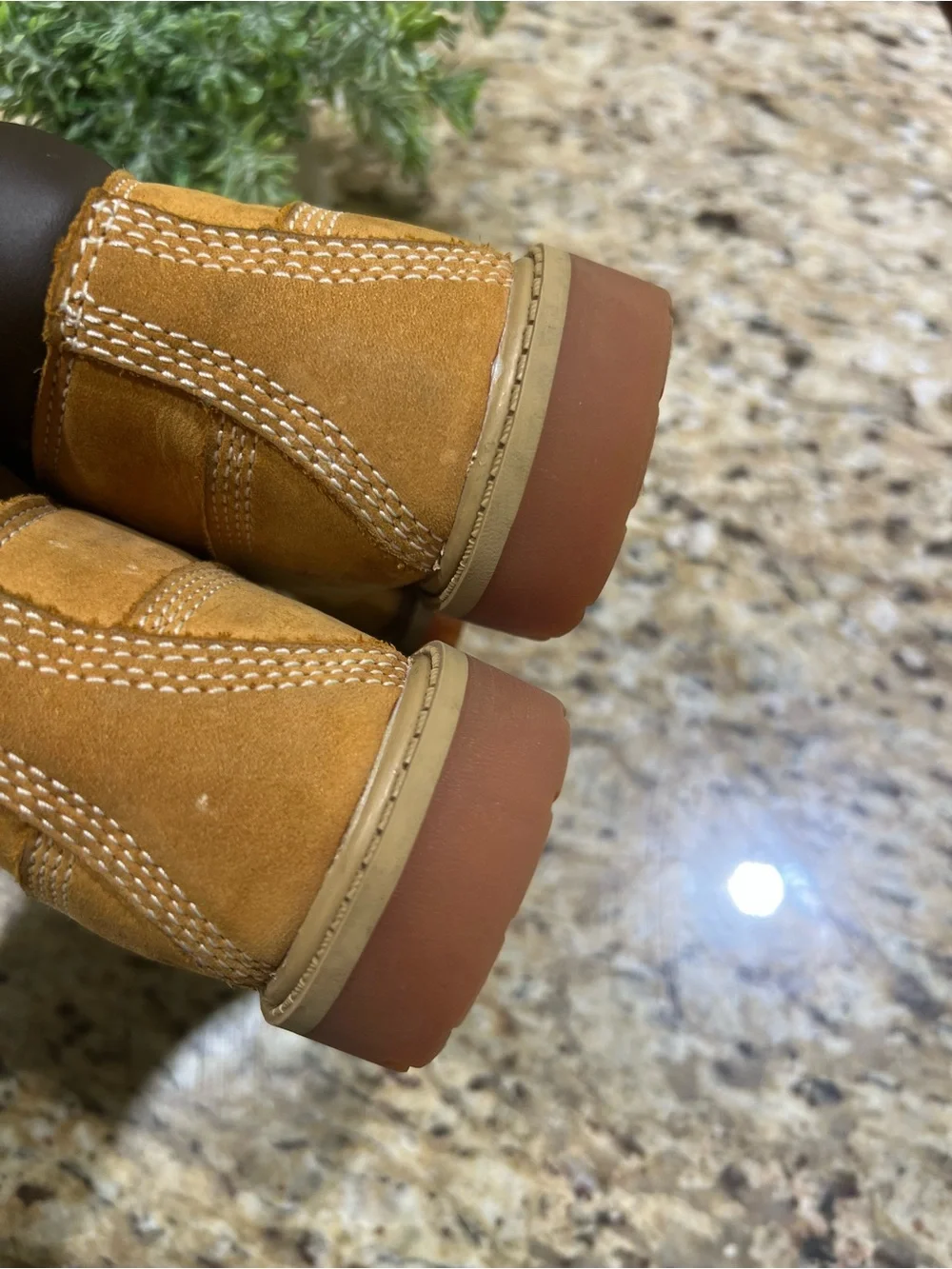 Timberland Tan and Brown Leather Boots with Rugged Sole 7 Toddler/Baby